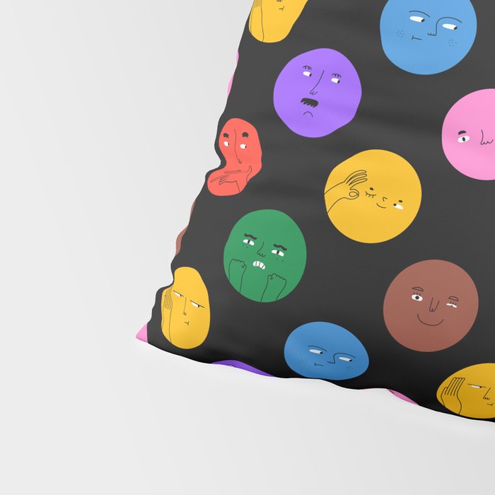 Funny colorful cartoon character face pattern Pillow Sham Gallery Image 4