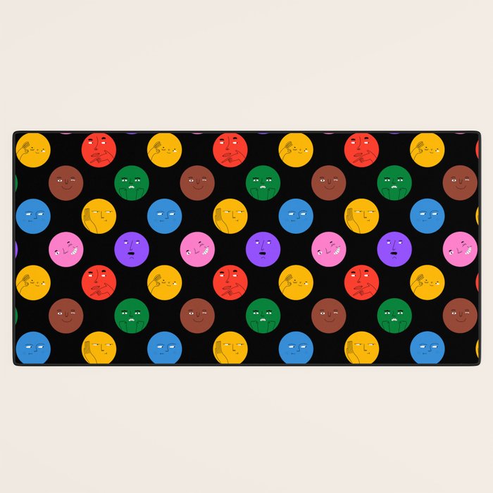 Funny colorful cartoon character face pattern Desk Mat Gallery Image 3