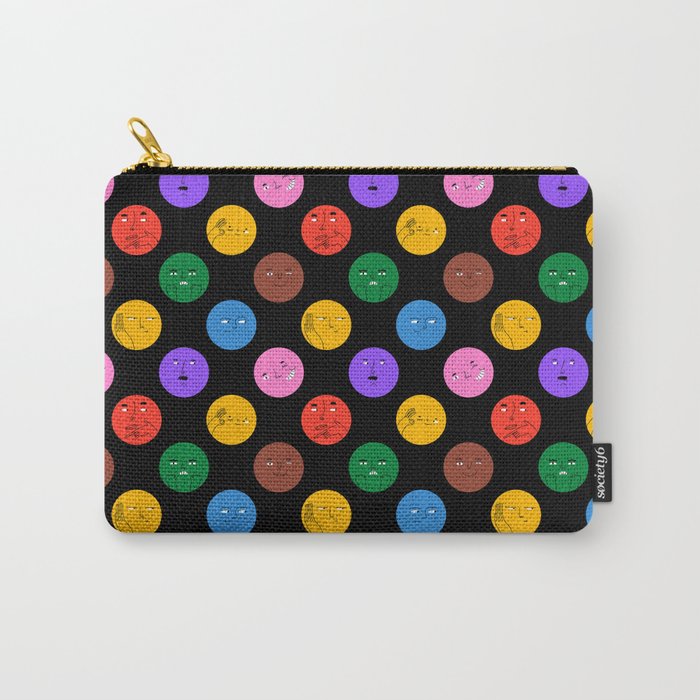 Funny colorful cartoon character face pattern Carry All Pouch Gallery Image 1