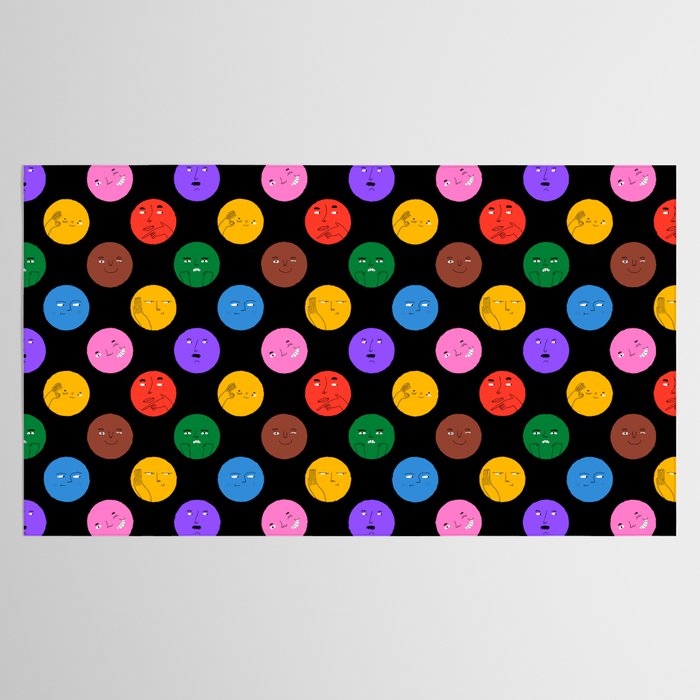 Funny colorful cartoon character face pattern Tablecloth Gallery Image 2