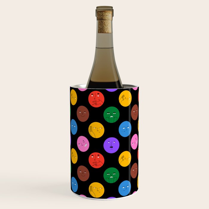 Funny colorful cartoon character face pattern Wine Chiller Gallery Image 1