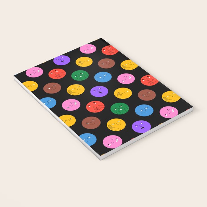 Funny colorful cartoon character face pattern Notebook Gallery Image 3