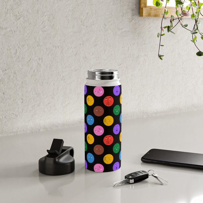 Funny colorful cartoon character face pattern Water Bottle Gallery Image 4