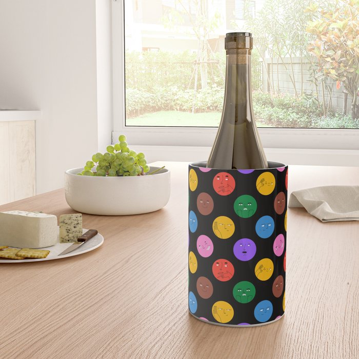Funny colorful cartoon character face pattern Wine Chiller Gallery Image 4