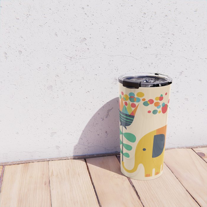 Elephant with giant flower Travel Mug Gallery Image 4