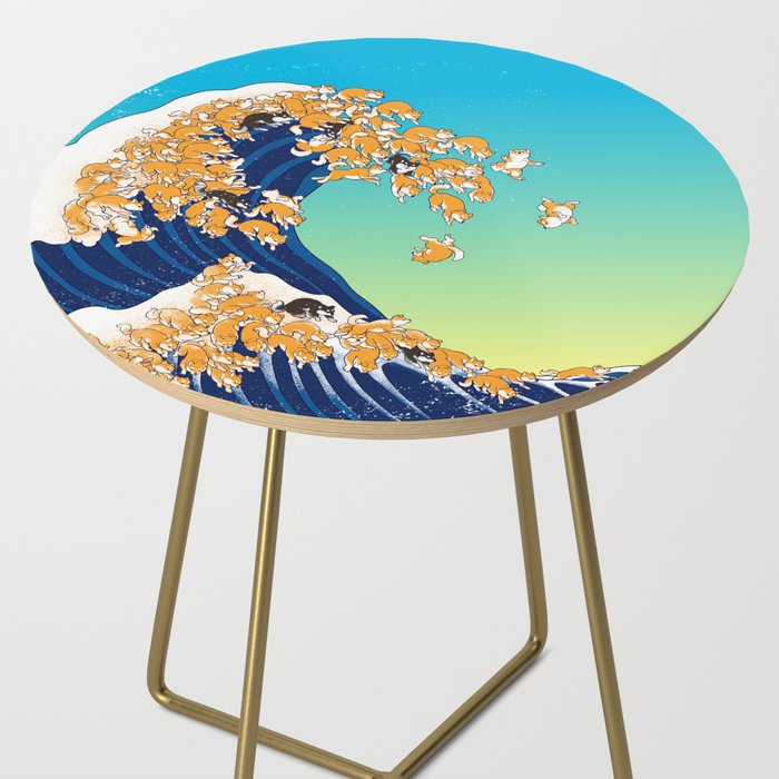 Shiba Inu in Great Wave Side Table Gallery Image 2