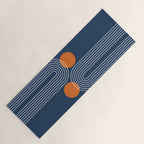 Mid Century Modern Geometric 83 in Navy Blue and Orange (Rainbow and Sun Abstraction) Yoga Mat Gallery Image 1