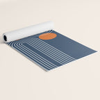 Mid Century Modern Geometric 83 in Navy Blue and Orange (Rainbow and Sun Abstraction) Yoga Mat Gallery Image 2