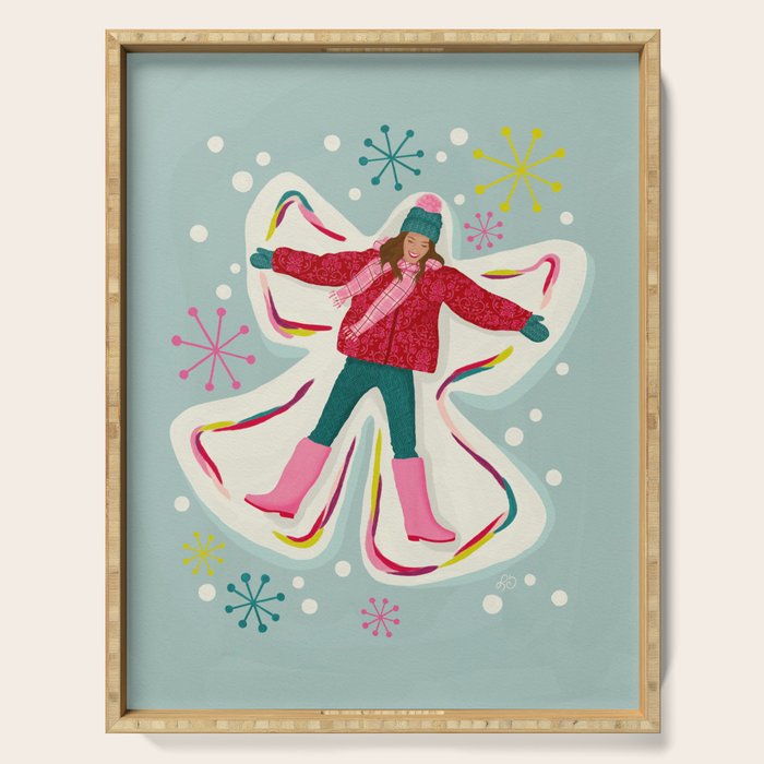 Winter Snow Angel Fun Serving Tray Gallery Image 1