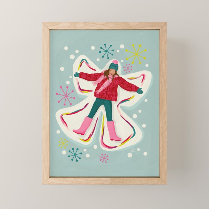 Winter Snow Angel Fun Mini Art Print Gallery Image 1