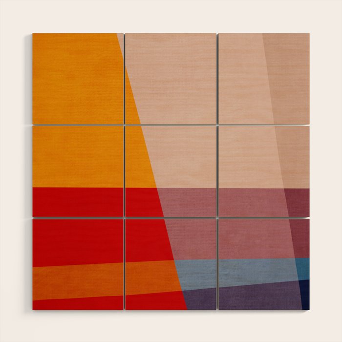 Abstract Mid-Century Modern Colors  Wood Wall Art Gallery Image 1
