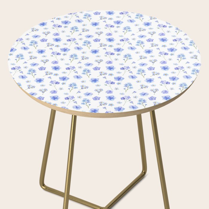 Elegant blush blue yellow watercolor floral pattern Side Table Gallery Image 2
