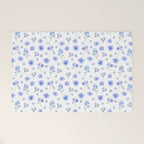 Elegant blush blue yellow watercolor floral pattern Welcome Mat Gallery Image 1