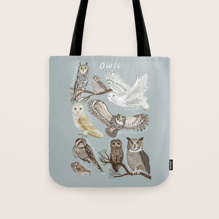 Owls Illustrated Chart Tote Bag Gallery Image 1