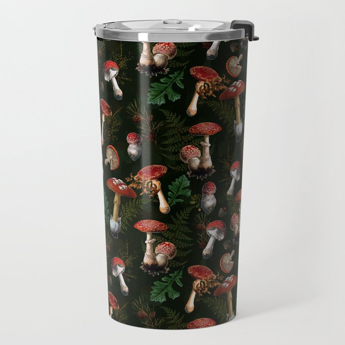 Vintage Dark Night Mushroom Forest Travel Mug Gallery Image 2