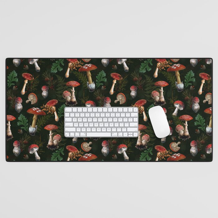 Vintage Dark Night Mushroom Forest Desk Mat Gallery Image 1
