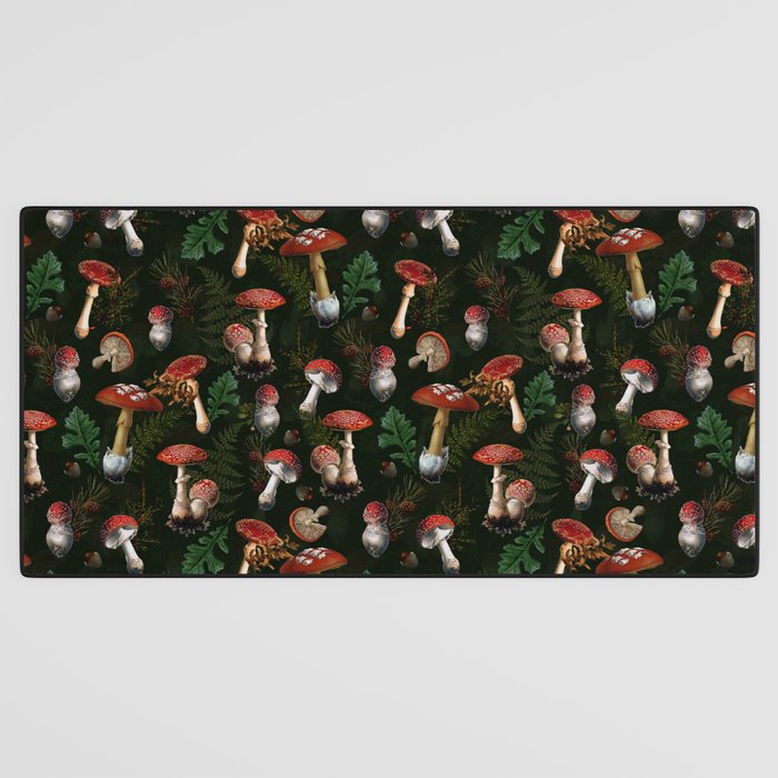 Vintage Dark Night Mushroom Forest Desk Mat Gallery Image 3
