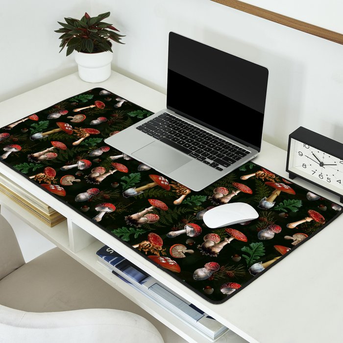 Vintage Dark Night Mushroom Forest Desk Mat Gallery Image 2