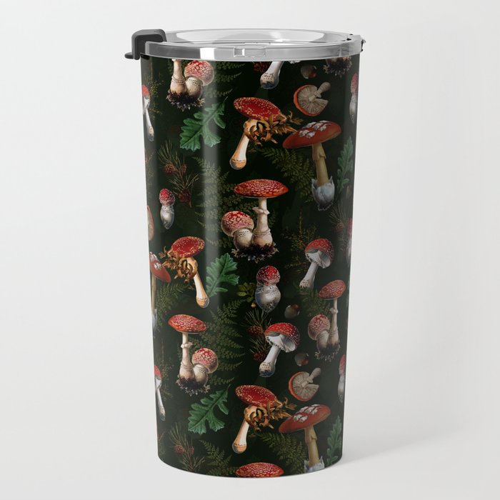 Vintage Dark Night Mushroom Forest Travel Mug Gallery Image 3