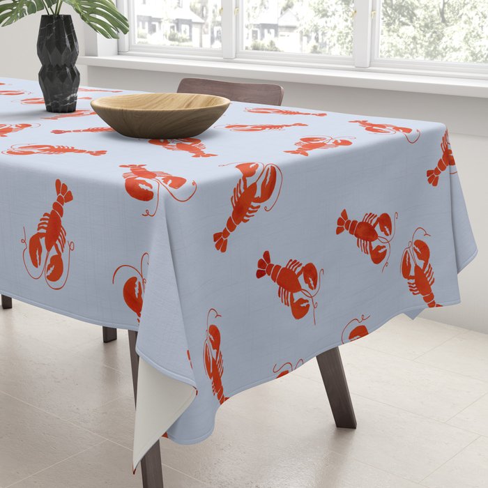Classic Red Lobsters Pattern On Light Blue Tablecloth Gallery Image 3