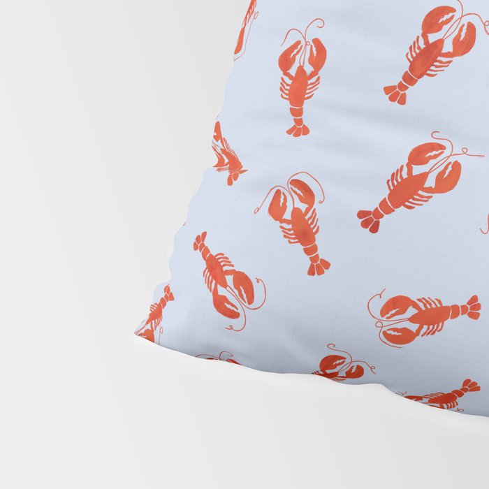 Classic Red Lobsters Pattern On Light Blue Pillow Sham Gallery Image 4