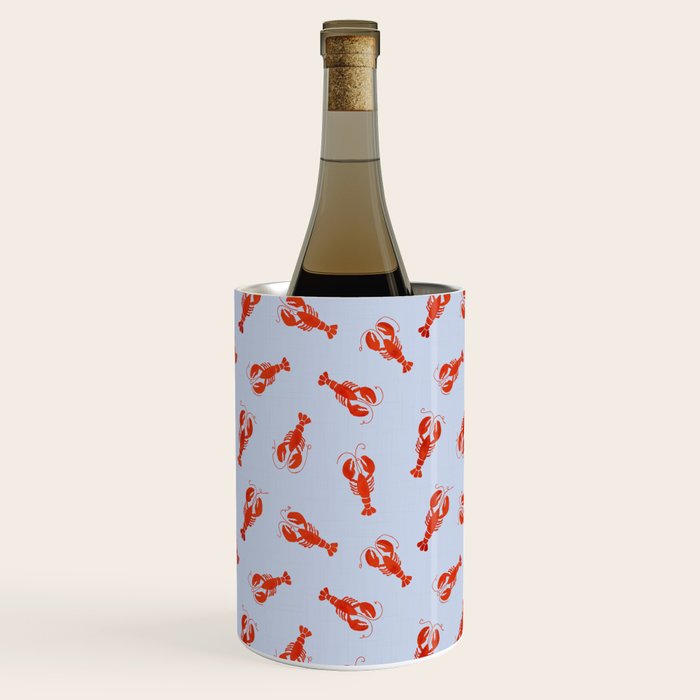 Classic Red Lobsters Pattern On Light Blue Wine Chiller Gallery Image 2