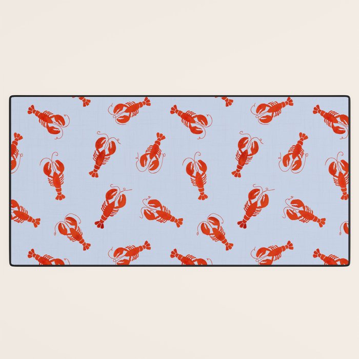 Classic Red Lobsters Pattern On Light Blue Desk Mat Gallery Image 3