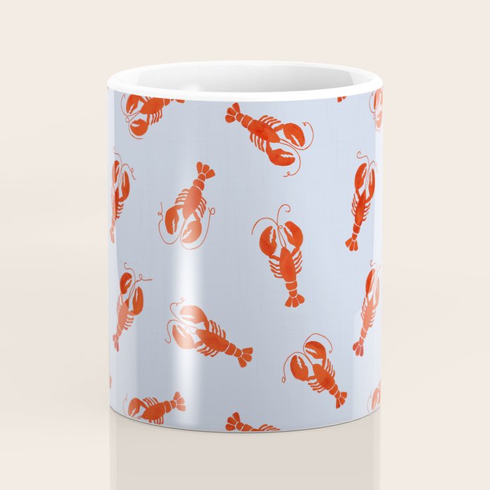 Classic Red Lobsters Pattern On Light Blue Coffee Mug Gallery Image 4