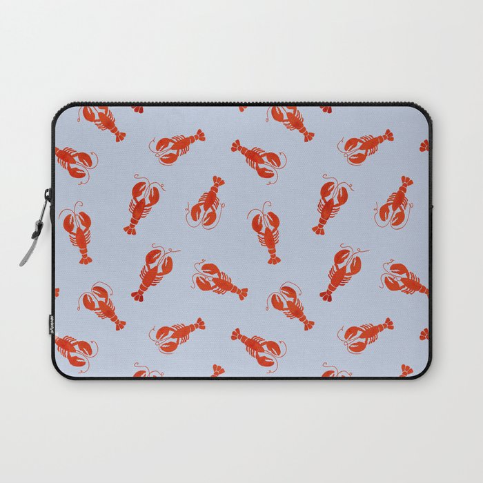 Classic Red Lobsters Pattern On Light Blue Laptop Sleeve Gallery Image 1