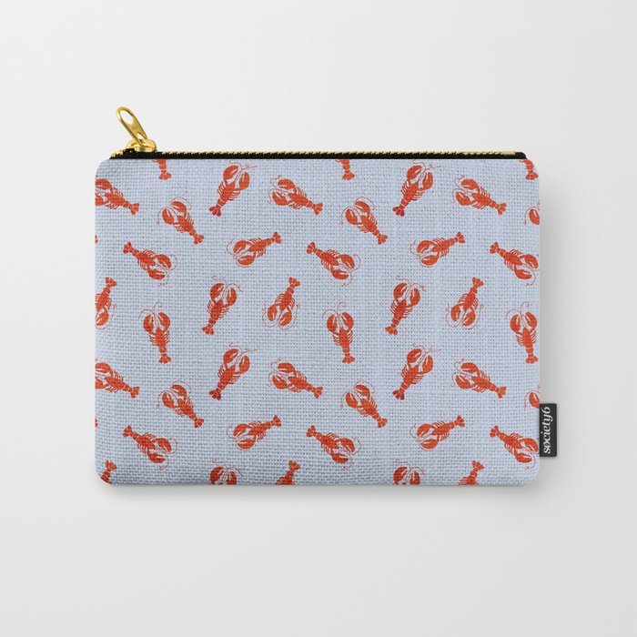 Classic Red Lobsters Pattern On Light Blue Carry All Pouch Gallery Image 1