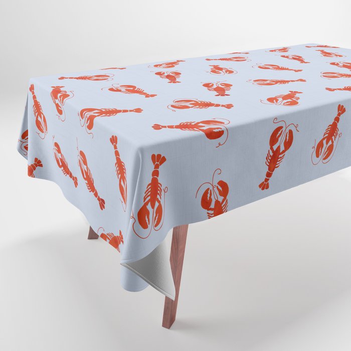 Classic Red Lobsters Pattern On Light Blue Tablecloth Gallery Image 1