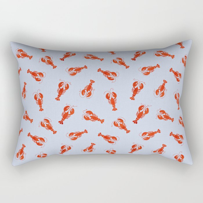 Classic Red Lobsters Pattern On Light Blue Rectangular Pillow Gallery Image 2