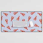 Classic Red Lobsters Pattern On Light Blue Desk Mat Gallery Image 1