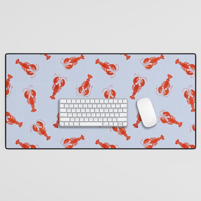 Classic Red Lobsters Pattern On Light Blue Desk Mat Gallery Image 1
