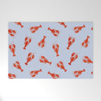 Classic Red Lobsters Pattern On Light Blue Welcome Mat Gallery Image 1