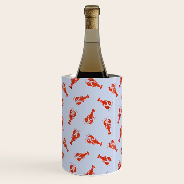 Classic Red Lobsters Pattern On Light Blue Wine Chiller Gallery Image 3