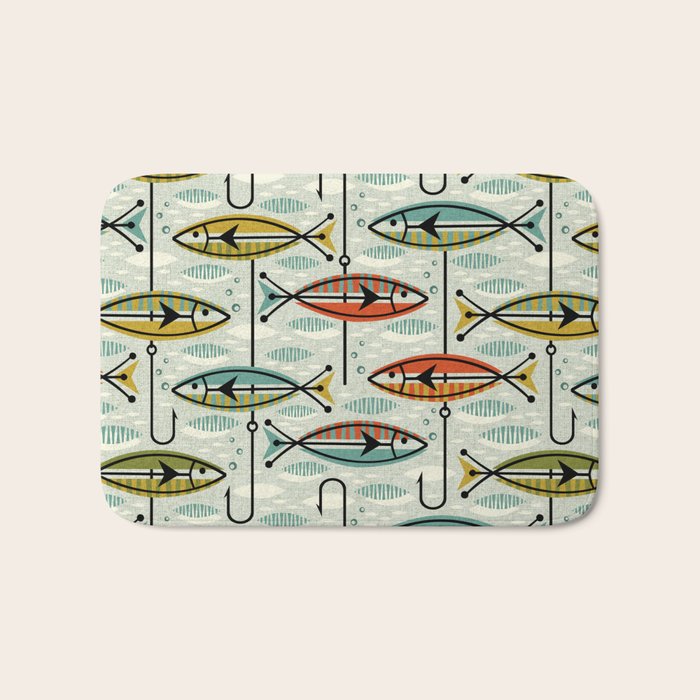 Vintage Color Block Fish Bath Mat Gallery Image 1