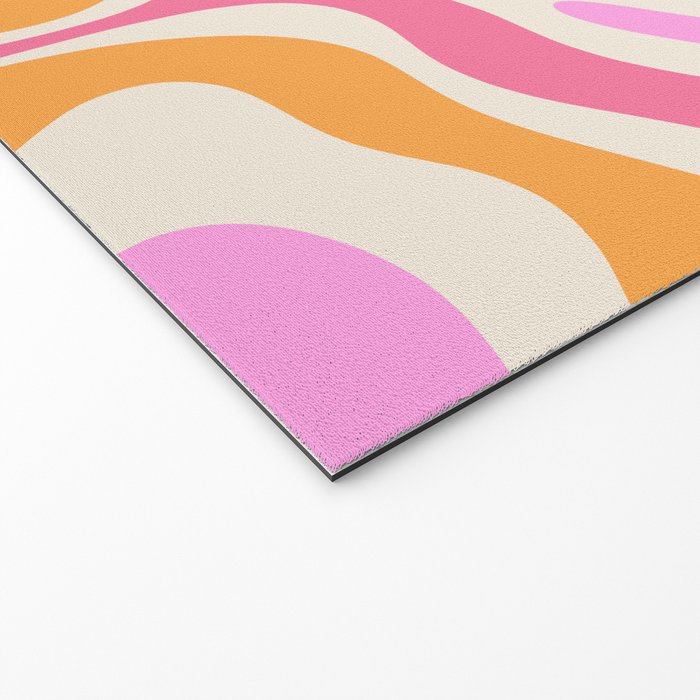 Retro Modern Liquid Swirl Abstract Pattern Pink Orange Cream Welcome Mat Gallery Image 2