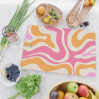 Retro Modern Liquid Swirl Abstract Pattern Pink Orange Cream Cutting Board Gallery Image 2