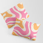 Retro Modern Liquid Swirl Abstract Pattern Pink Orange Cream Pillow Sham Gallery Image 3