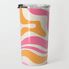 Retro Modern Liquid Swirl Abstract Pattern Pink Orange Cream Travel Mug Gallery Image 3