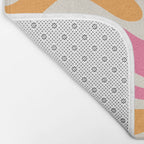 Retro Modern Liquid Swirl Abstract Pattern Pink Orange Cream Bath Mat Gallery Image 2