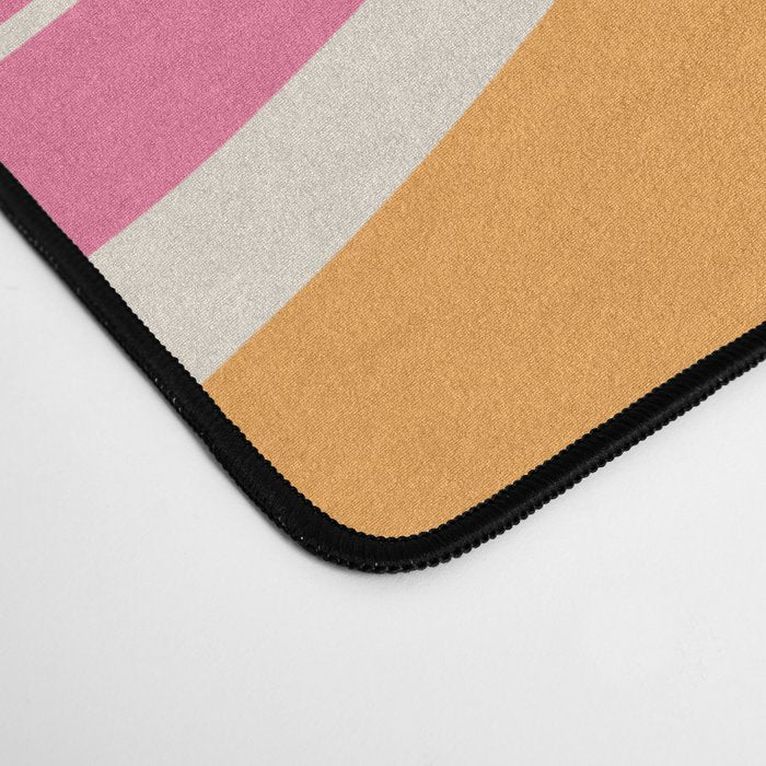 Retro Modern Liquid Swirl Abstract Pattern Pink Orange Cream Desk Mat Gallery Image 4