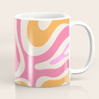 Retro Modern Liquid Swirl Abstract Pattern Pink Orange Cream Coffee Mug Gallery Image 1