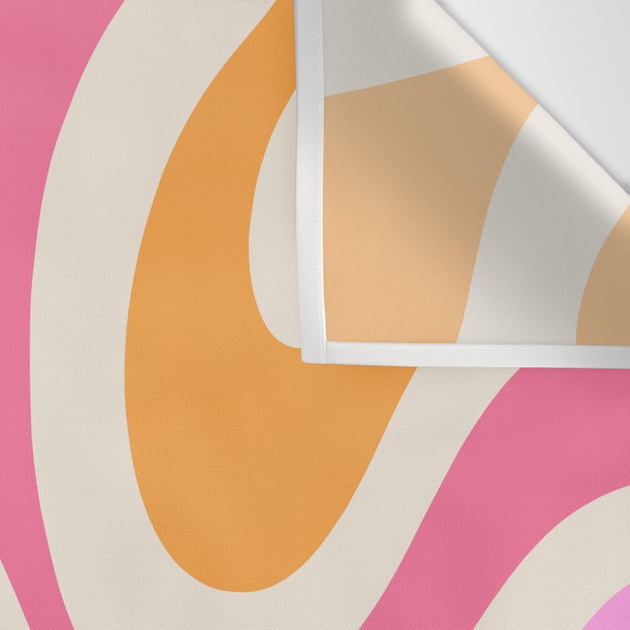 Retro Modern Liquid Swirl Abstract Pattern Pink Orange Cream Wall Tapestry Gallery Image 3
