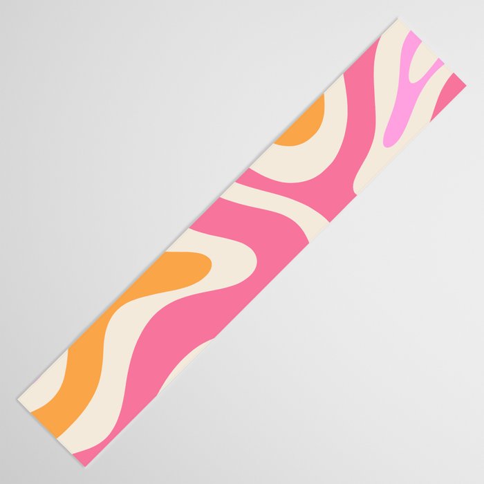 Retro Modern Liquid Swirl Abstract Pattern Pink Orange Cream Table Runner Gallery Image 3