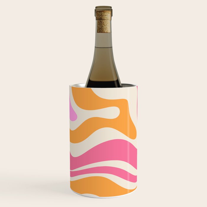 Retro Modern Liquid Swirl Abstract Pattern Pink Orange Cream Wine Chiller Gallery Image 2