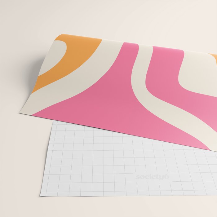 Retro Modern Liquid Swirl Abstract Pattern Pink Orange Cream Wrapping Paper Gallery Image 2