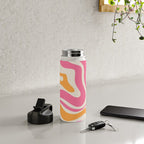 Retro Modern Liquid Swirl Abstract Pattern Pink Orange Cream Water Bottle Gallery Image 4
