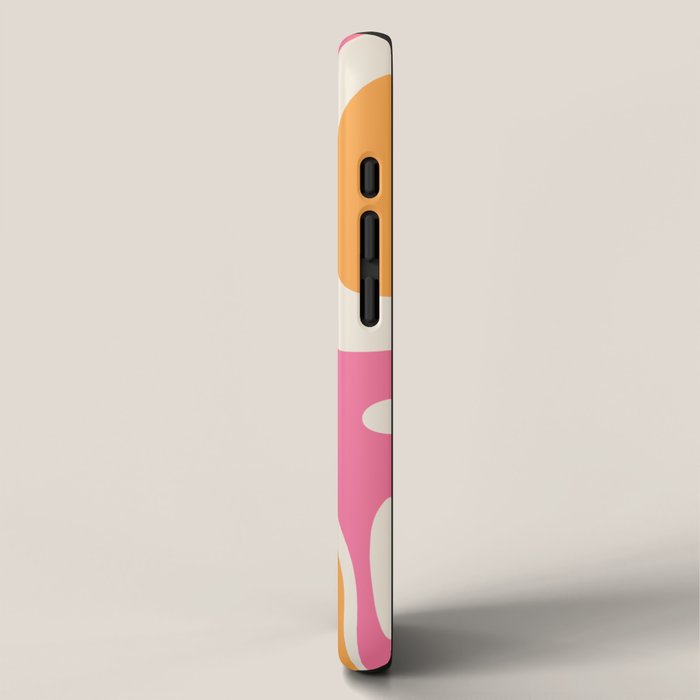 Retro Modern Liquid Swirl Abstract Pattern Pink Orange Cream iPhone Case Gallery Image 2